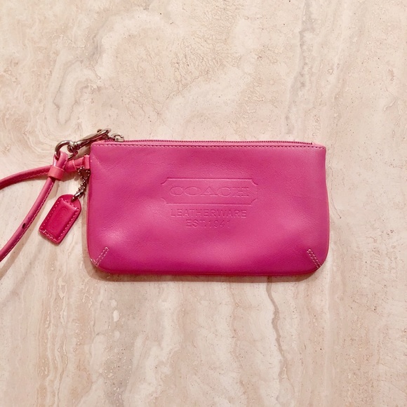 Coach Wristlet Wallet - Pink Genuine Leather - Picture 1 of 6
